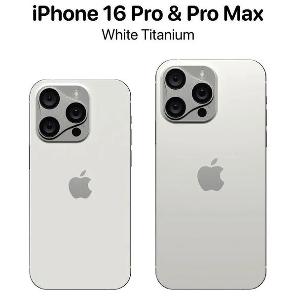 Hình ảnh kết xuất của iPhone 16 Pro và Pro Max màu Titan Trắng (Nguồn: Gadgets_reviews0)