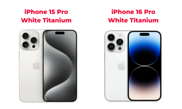 So sánh màu Titan Trắng trên iPhone 16 và iPhone 15