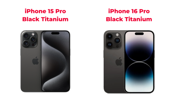 So sánh sắc độ màu của iPhone 16 Pro titan đen với phiên bản tiền nhiệm