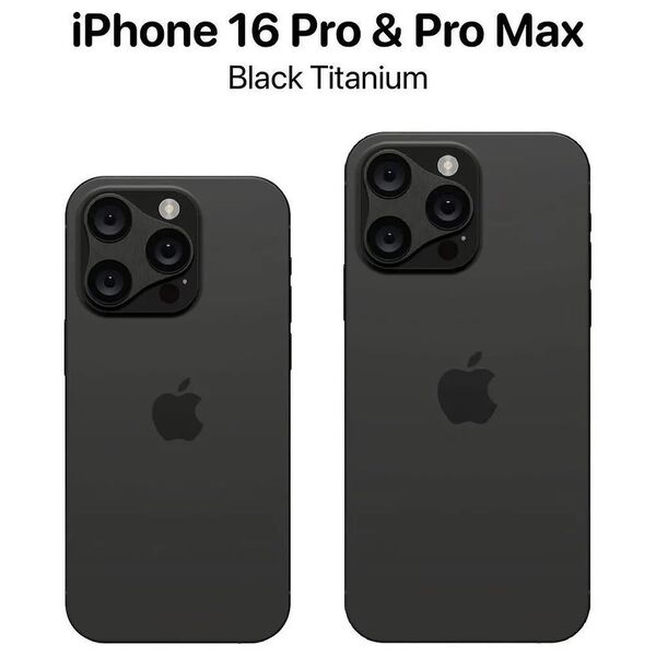 Bản thiết kế dự đoán của iPhone 16 Pro và Pro Max màu Titan Đen (Nguồn: Gadgets_reviews0)