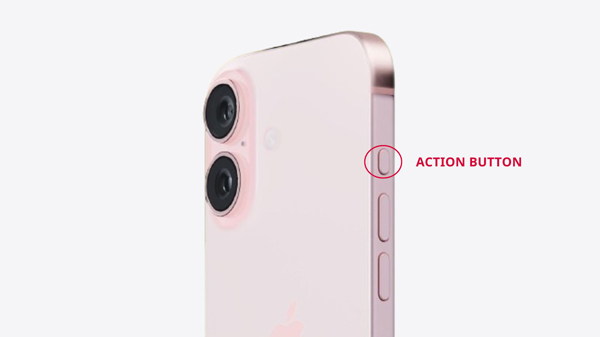 Vị trí nút Action Button trên cạnh viền trái iPhone 16