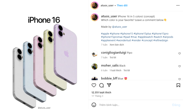 iPhone 16 Plus màu tím có vẻ hơi lì và không sáng bóng