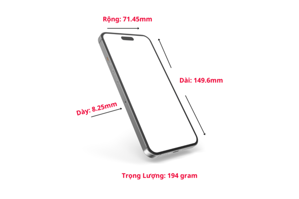 Thông số kích thước và trọng lượng của iPhone 16 Pro đều tăng so với iPhone 15 Pro