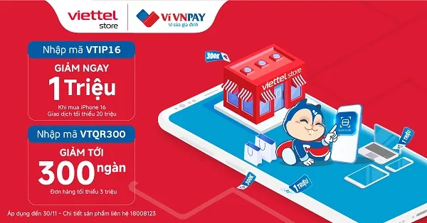 Giảm đến 1.000.000đ khi mua hàng và thanh toán qua VNPAY-QR tại Iphone Mới