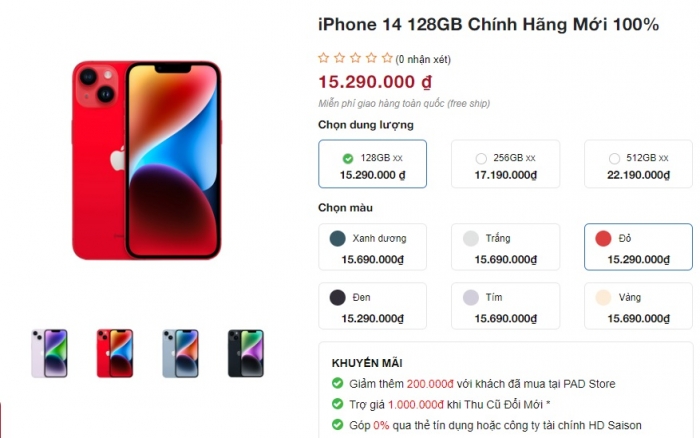 iPhone 14 thang 11 thoi bay gan 10 trieu re